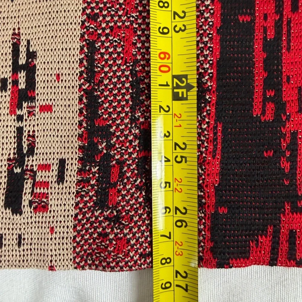 Ming Wang Knit Blazer Cardigan Open Front Abstract Print‎ Red Black XL - Picture 10 of 12